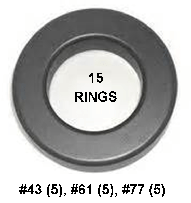 Ferrite Ring Combo Pack, FT140 .9" ID, 15 Rings Mix 43, 61, 77, RFI