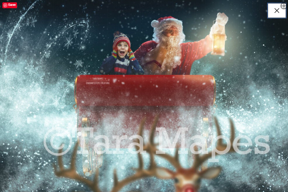 Santa Sleigh Ride North Pole Christmas Winter Holiday Digital