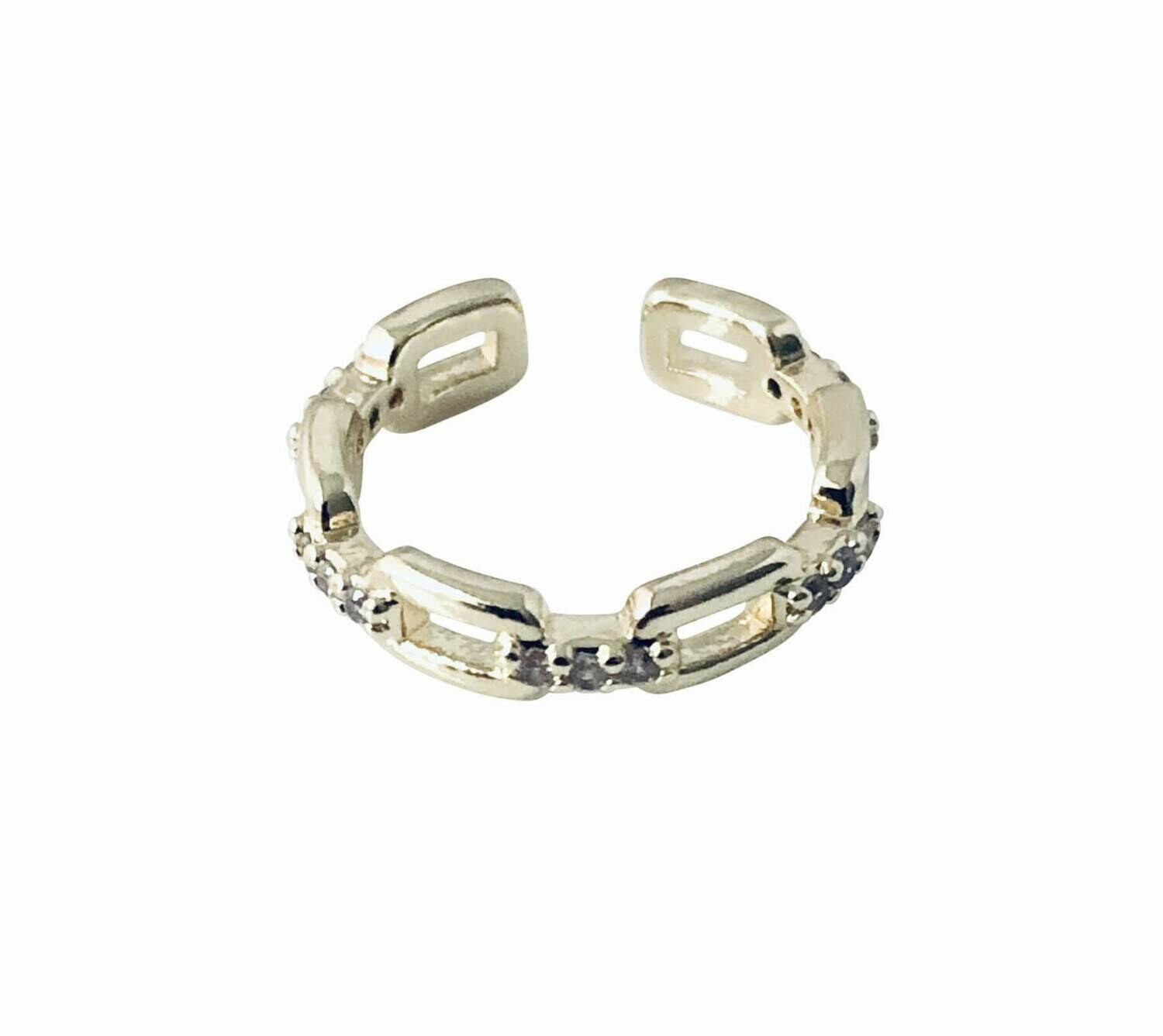 14k gold plate sterling chain cz ear cuff