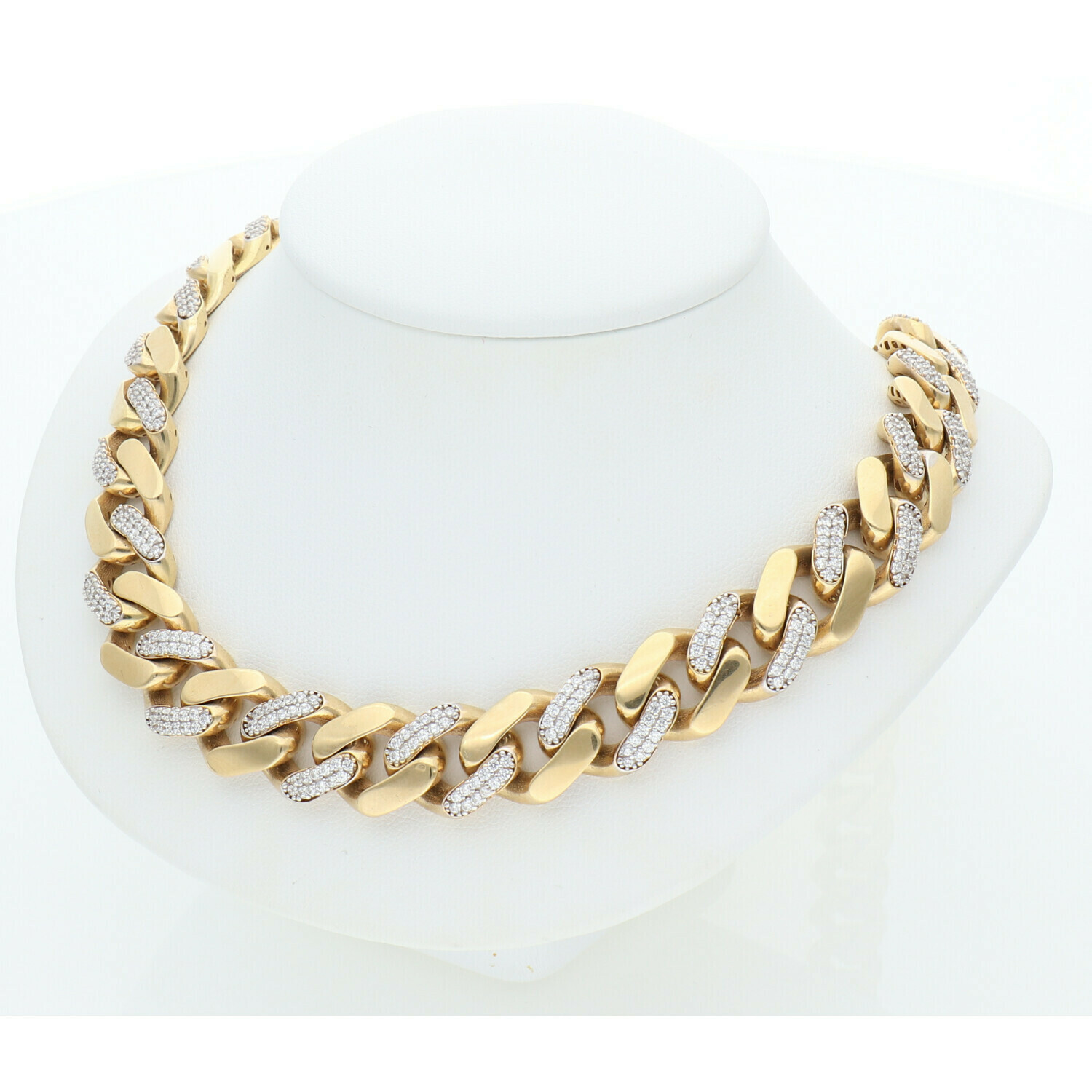 10 Karat Gold & Zirconium Cuban Link Monaco Chain Store aldojewelry