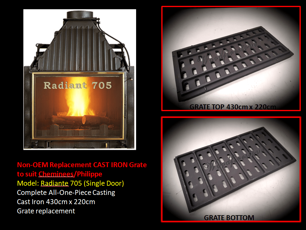 Cheminees Philippe Radiant 705 CAST IRON Grate replacement to suit