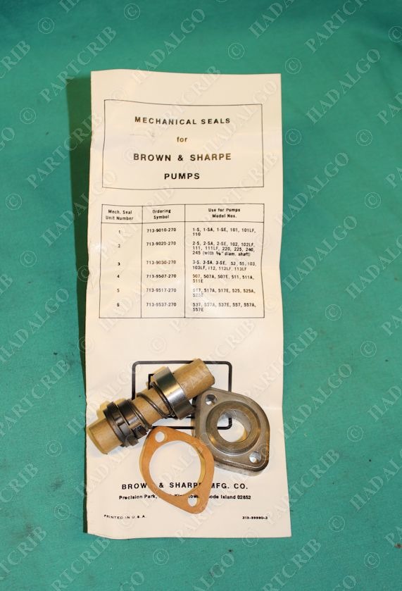 Brown & Sharpe, 7139010270, Mechanical Seal Pump Rebuild Repair