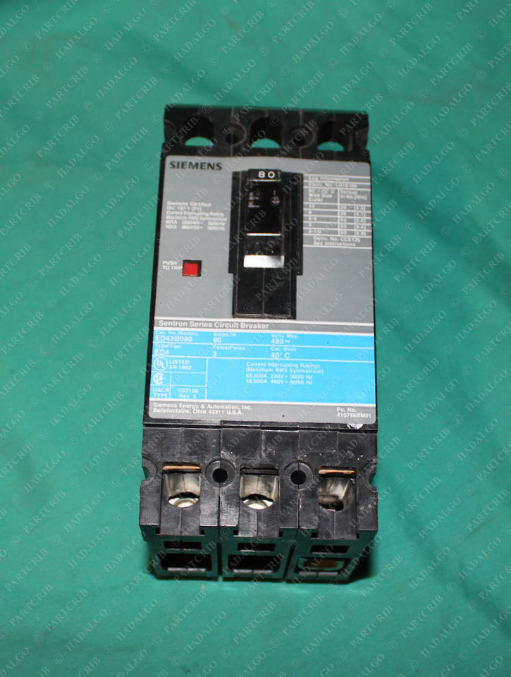 Siemens, ED43B080, Sentron Series Circuit Breaker 80A 3pole