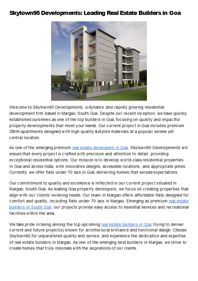 PPT Skytown95 Developments Leading Real Estate Builders in Goa