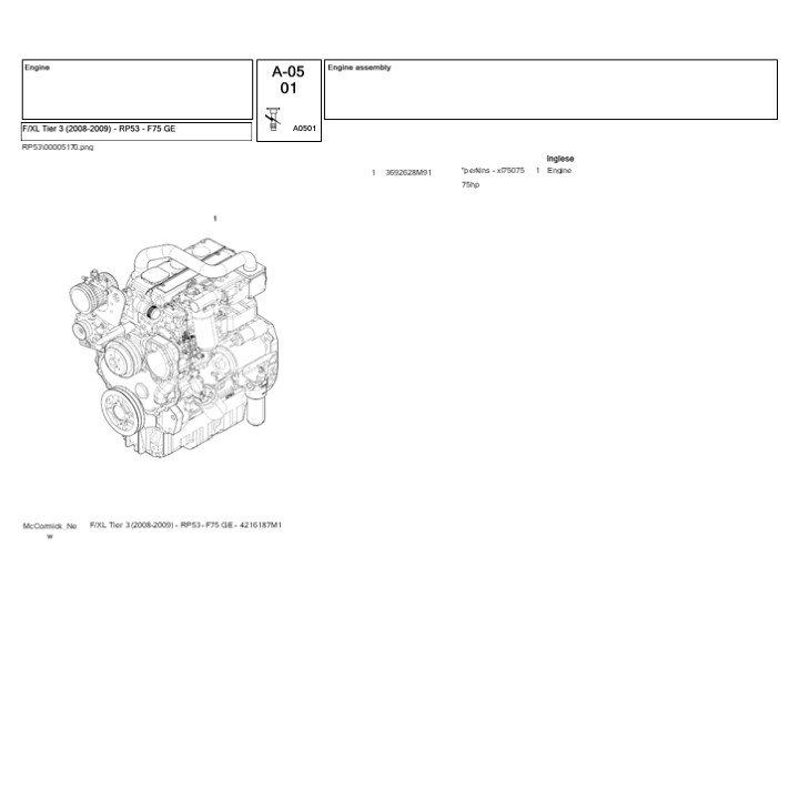 PPT McCormick FXL Tier 3 (20082009) RP53 F75 GE Tractor Parts