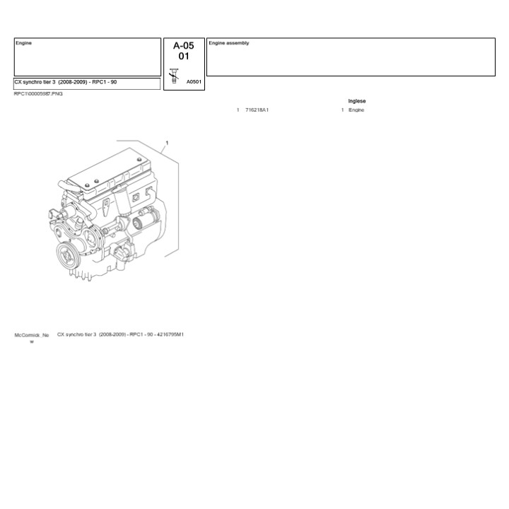 PPT McCormick CX synchro tier 3 (20082009) RPC1 90 Tractor Parts Catalogue Manual Instant