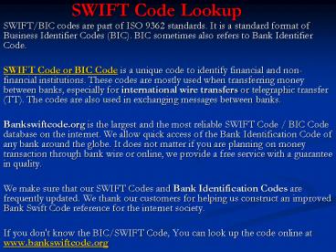 PPT – SWIFT Code Lookup PowerPoint presentation | free to download - id