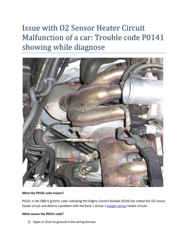 Partsavatar Car Parts - Issue with O2 Sensor Heater Circuit Malfunction