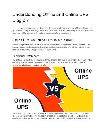Understanding Online and Offline UPS Diagram presentation | free to