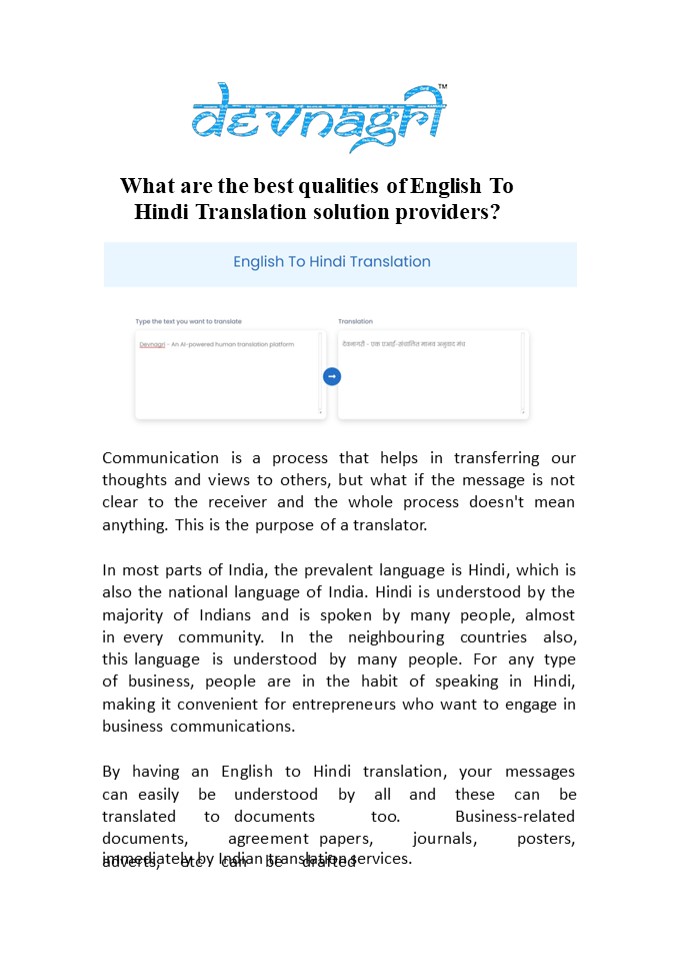 PPT What are the best qualities of English To Hindi Translation