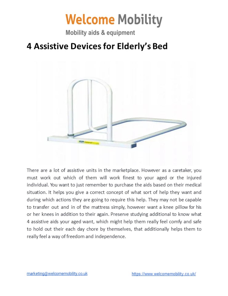 PPT 4 Assistive Devices for Elderly’s Bed PowerPoint presentation