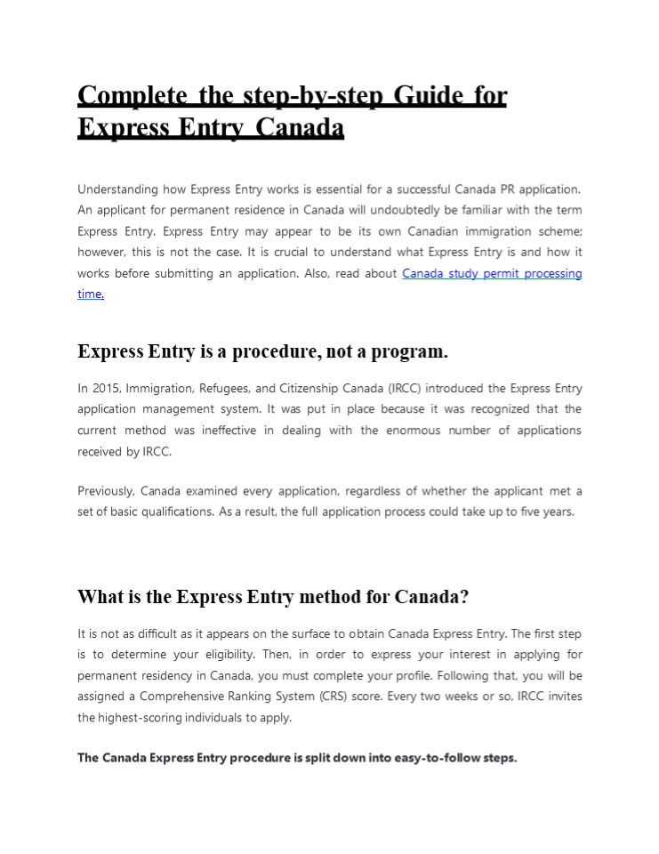 PPT Complete the stepbystep Guide for Express Entry Canada