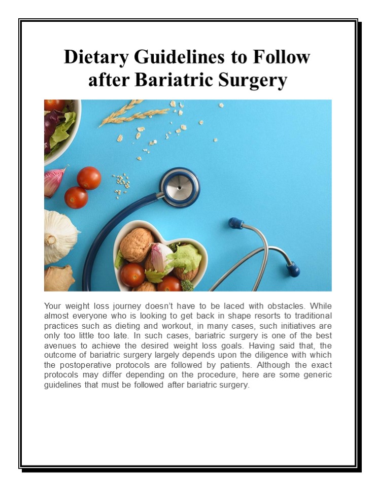 PPT Dietary Guidelines to Follow after Bariatric Surgery PowerPoint