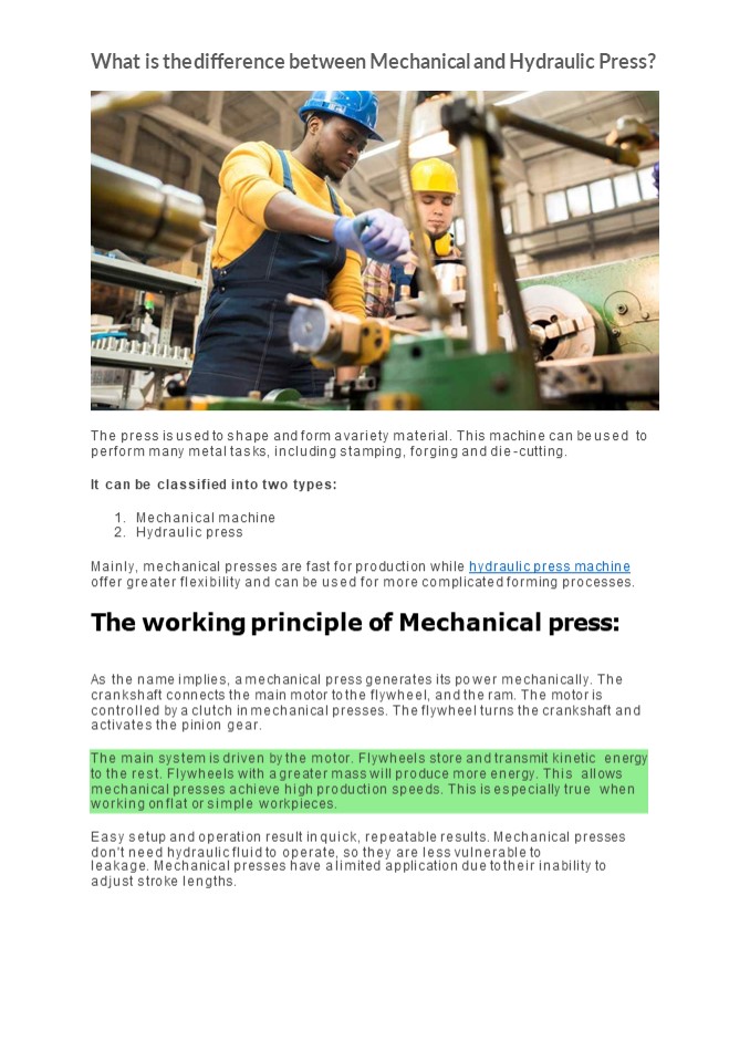 PPT Hydraulic Press Machine PowerPoint presentation free to