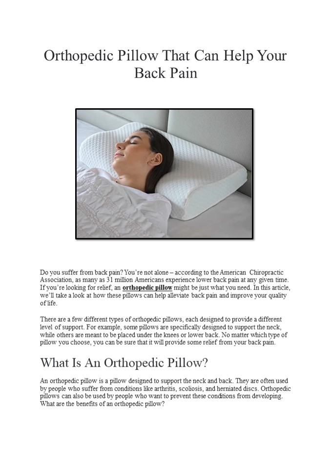 PPT Orthopedic Pillow That Can Help Your Back Pain PowerPoint