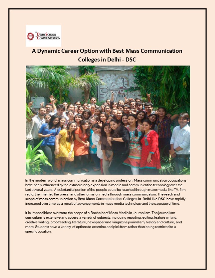 PPT Best Mass Communication Colleges in Delhi DSC PowerPoint