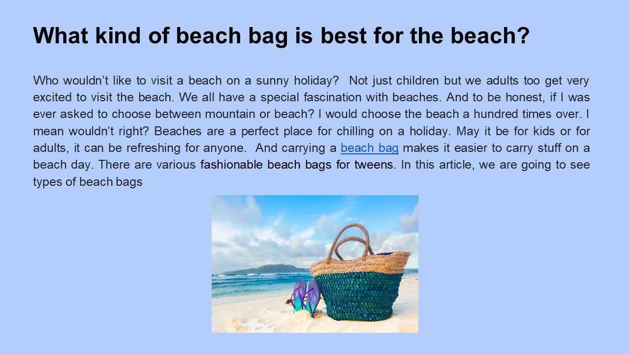 PPT What kind of beach bag is best for the beach? PowerPoint