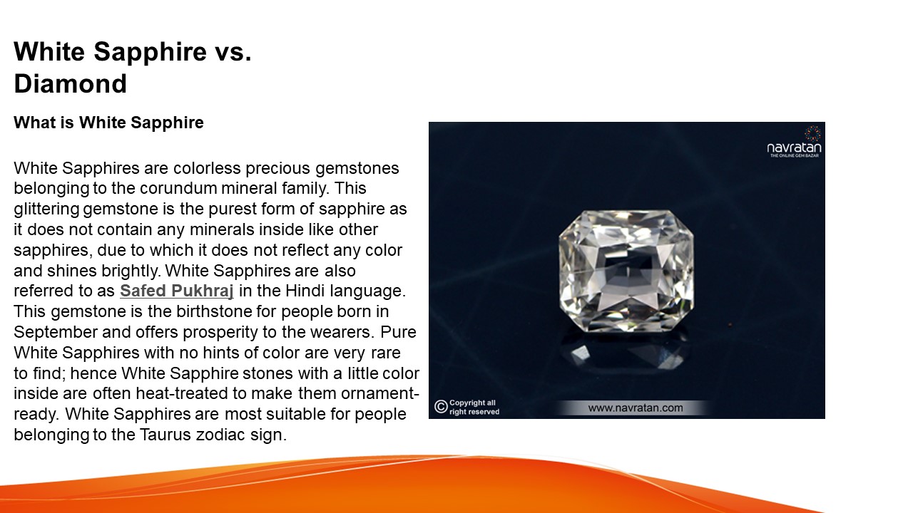 PPT White Sapphire vs. Diamond PowerPoint presentation free to download id 966d5bYzg5M