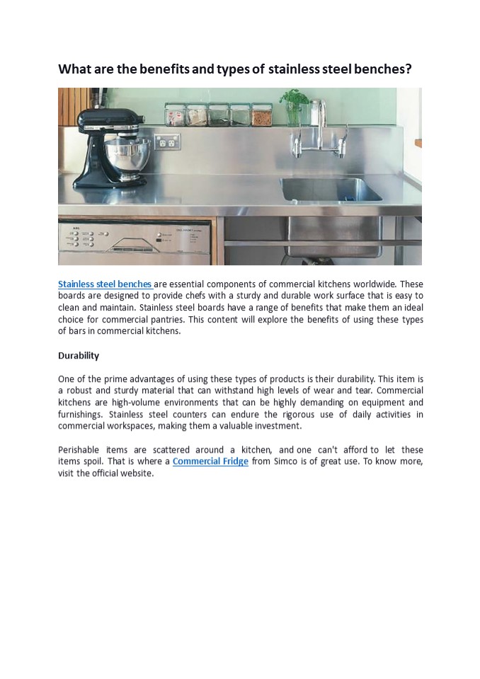 PPT What are the benefits and types of stainless steel benches