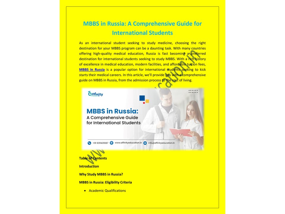 PPT MBBS in Russia A Comprehensive Guide for International Students