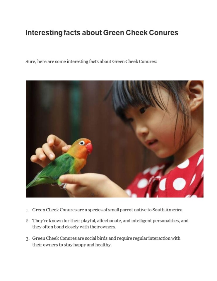 PPT Interesting facts about Green Cheek Conures PowerPoint