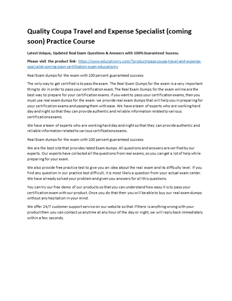 PPT Quality Coupa Travel and Expense Specialist soon