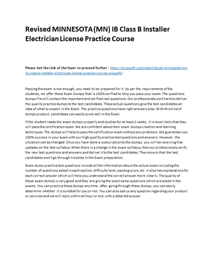 PPT Revised MINNESOTA (MN) IB Class B Installer Electrician License