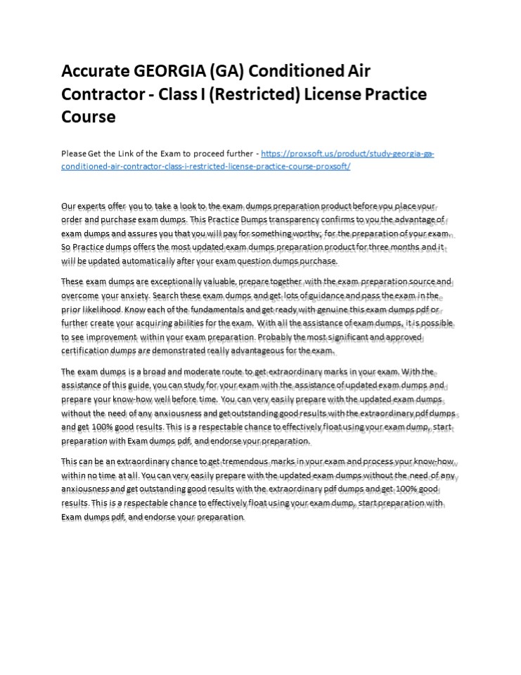 PPT Accurate (GA) Conditioned Air Contractor Class I (Restricted) License Practice