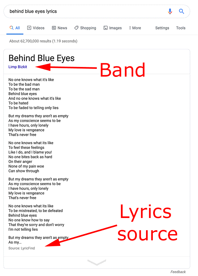 Google Adds Link To Lyrics Provider While Former Googler Blames Ranking