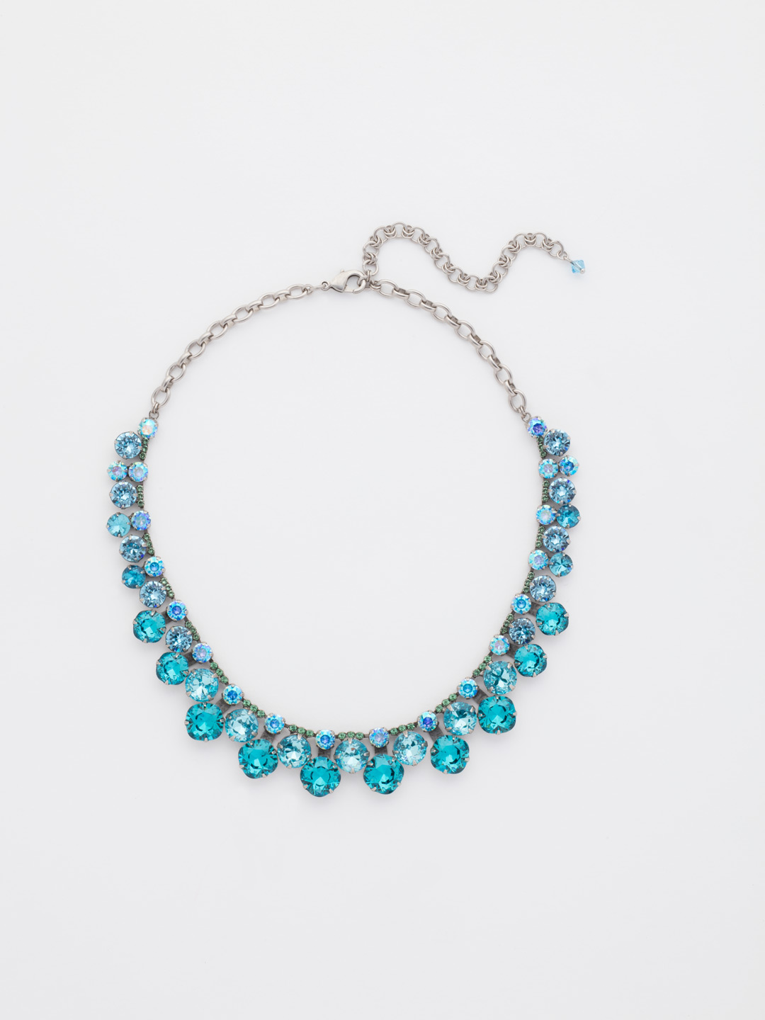 Cushion Cut Crystal Statement Collar Necklace in Antique Silvertone