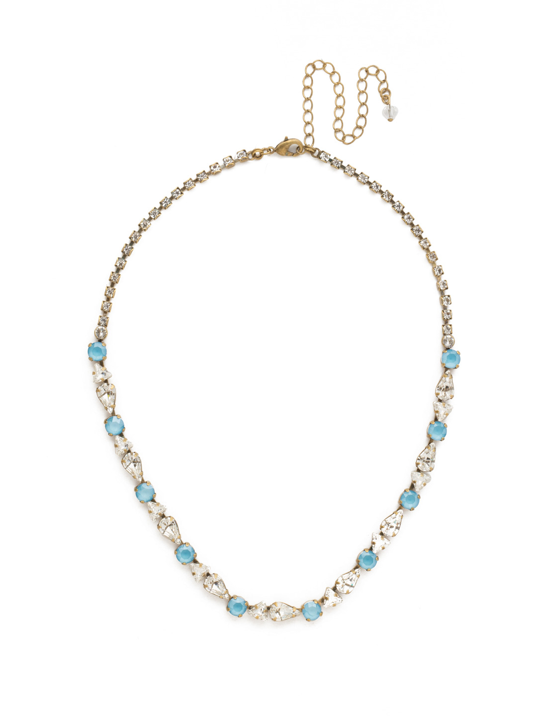Fine Line Necklace in Antique Goldtone Denim Blue Sorrelli Jewelry