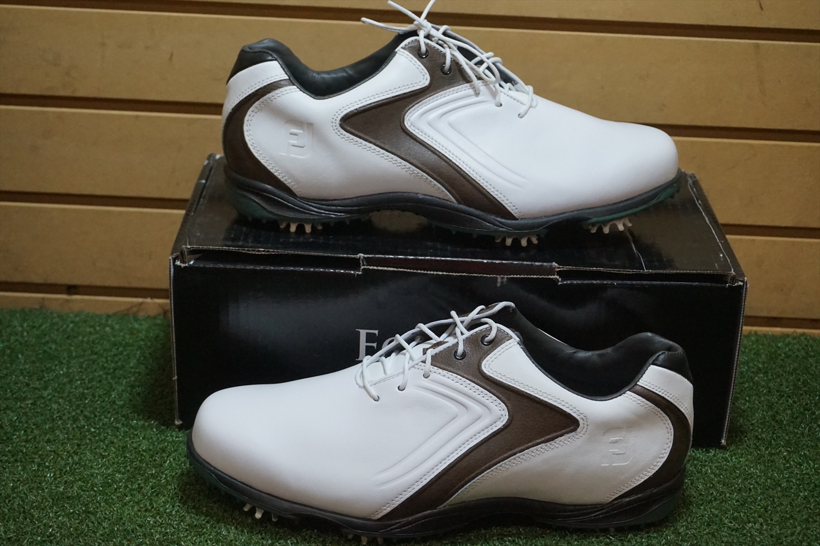 NEW FootJoy HydroLite Golf Shoes Men's 10W WIDE White/Brown 50024