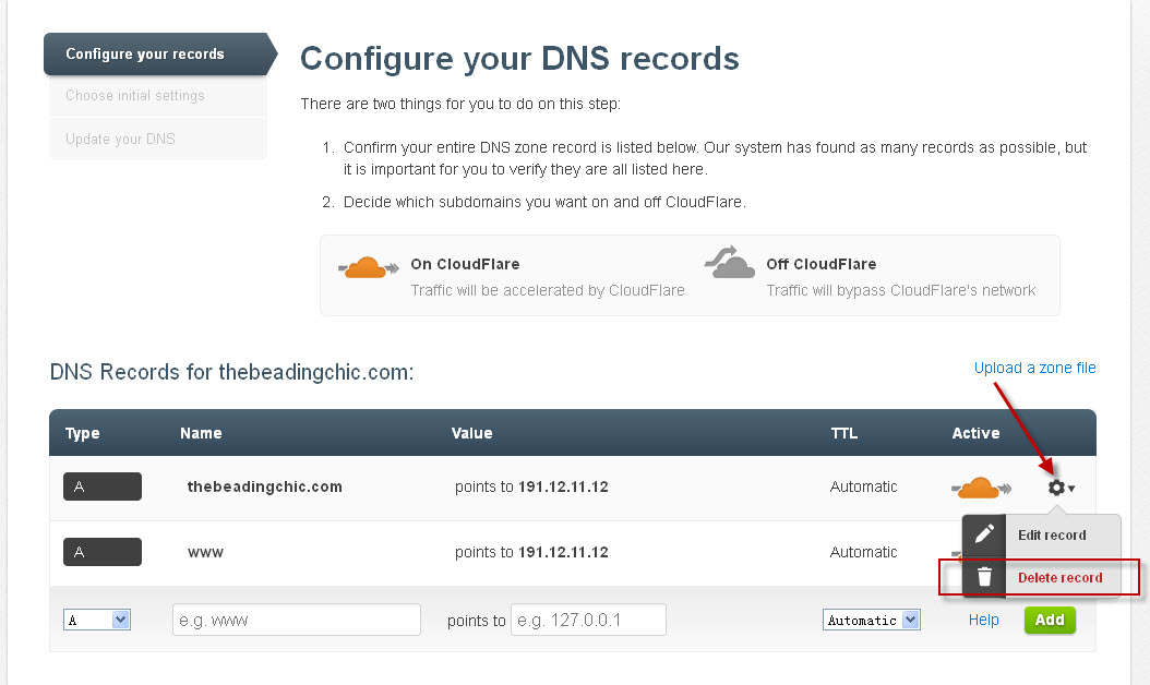 Setting the CNAME DNS Record on CloudFlare To Map My Own Domain To My