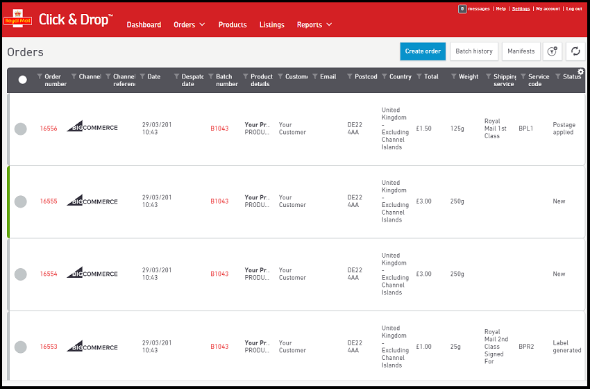 Royal Mail Click & Drop