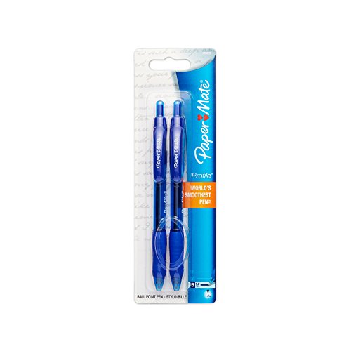 Paper Mate Profile Retractable Ballpoint Pens, Bold (1.4mm), Blue, 2