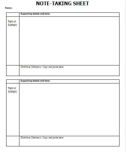 Research Paper Note Taking Template - Card Template