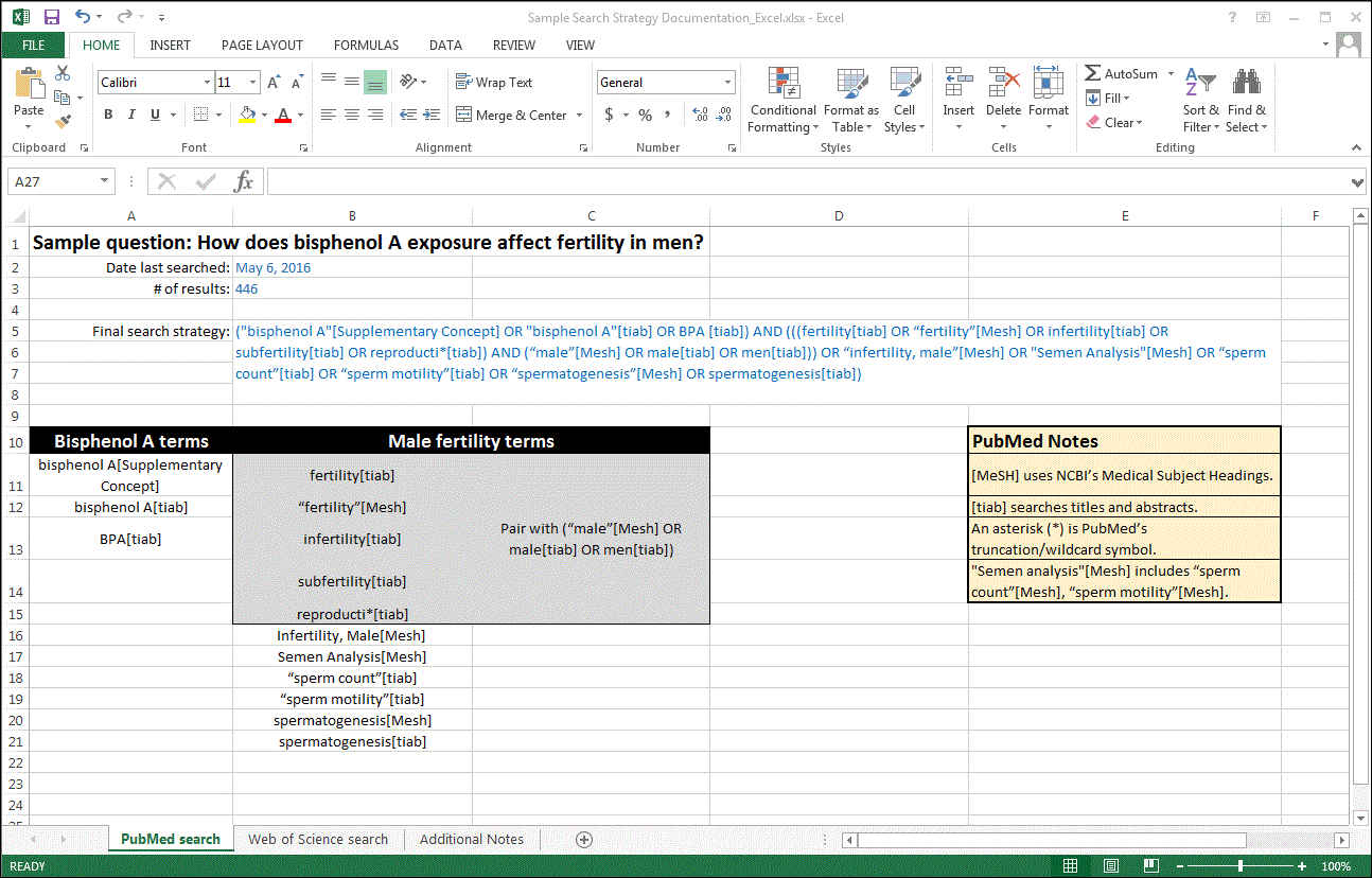 Documenting Searches Literature Review Basics and Searching Skills