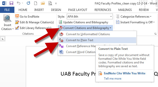 Convert to Plain Text - EndNote (Desktop Version) - Research 