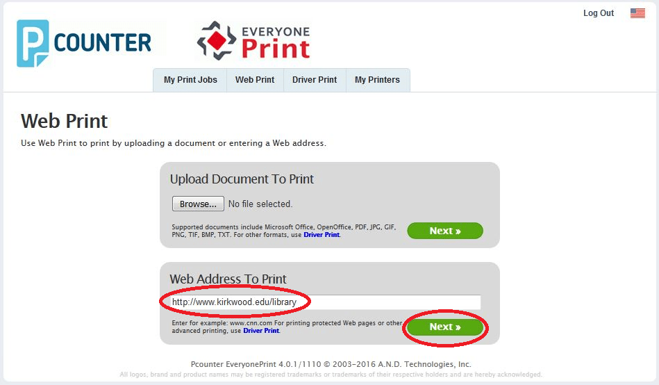 Printing  Pages Print from Your Own Device (PYOD) Kirkwood