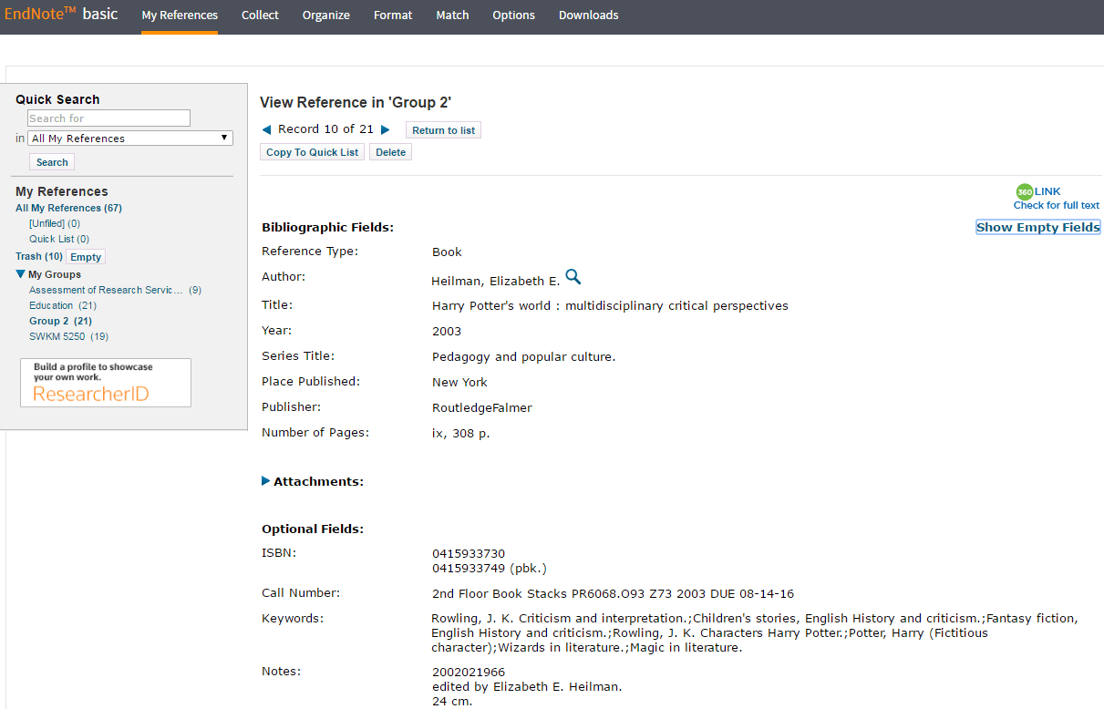 Edit, Organize, & Share EndNote Research Guides at Auraria Library