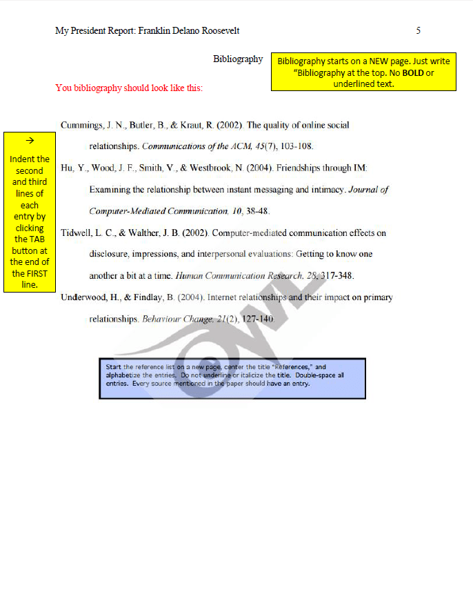 Writing Your Bibliography A Guide for Your 5th Grade President or