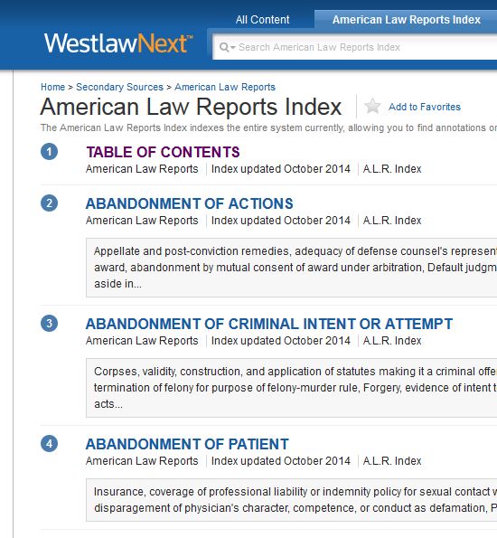 American Law Reports Secondary Sources in Legal Research Research