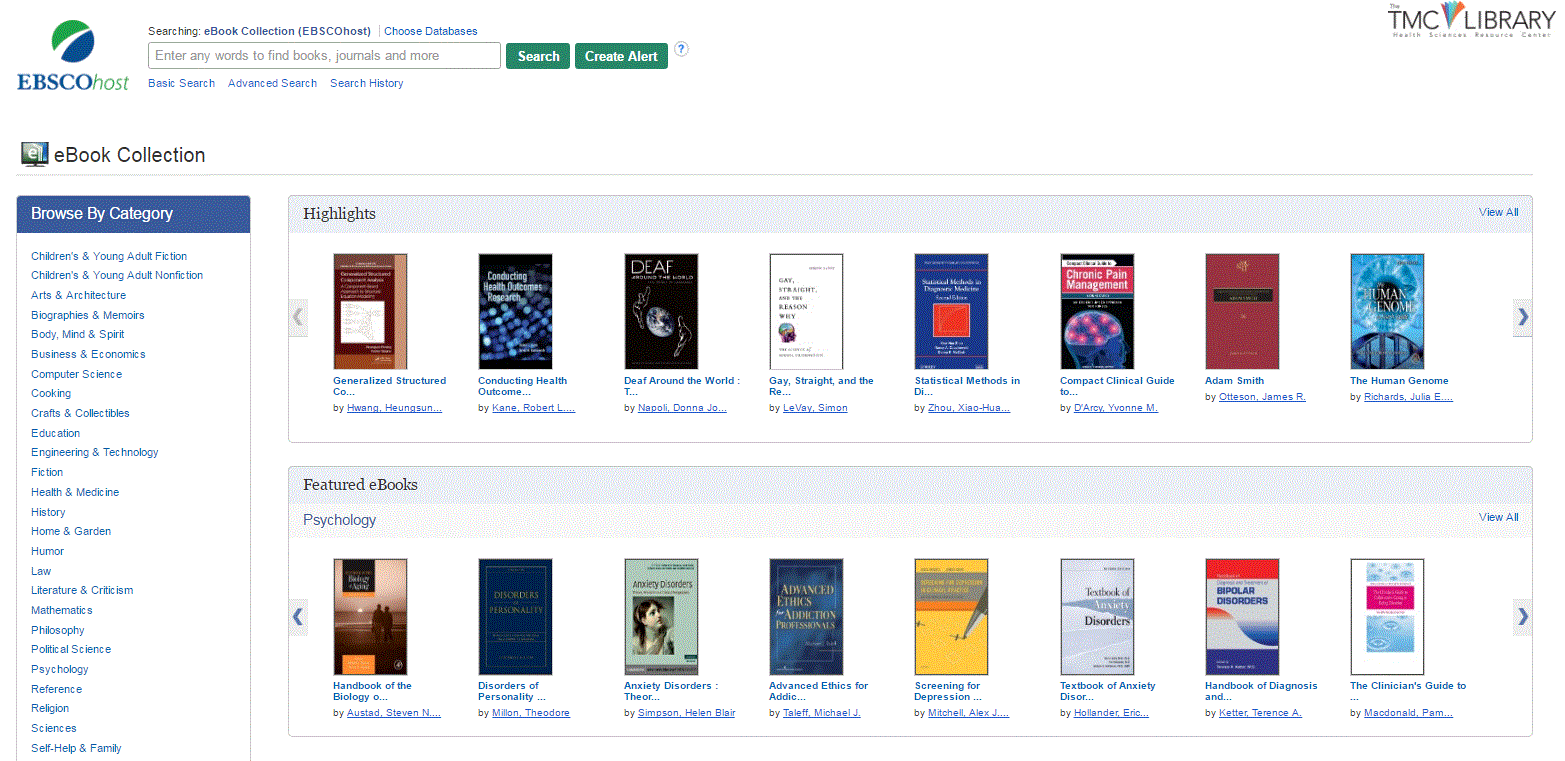 eBook Collection (EBSCOhost) eBooks at The TMC Library LibGuides