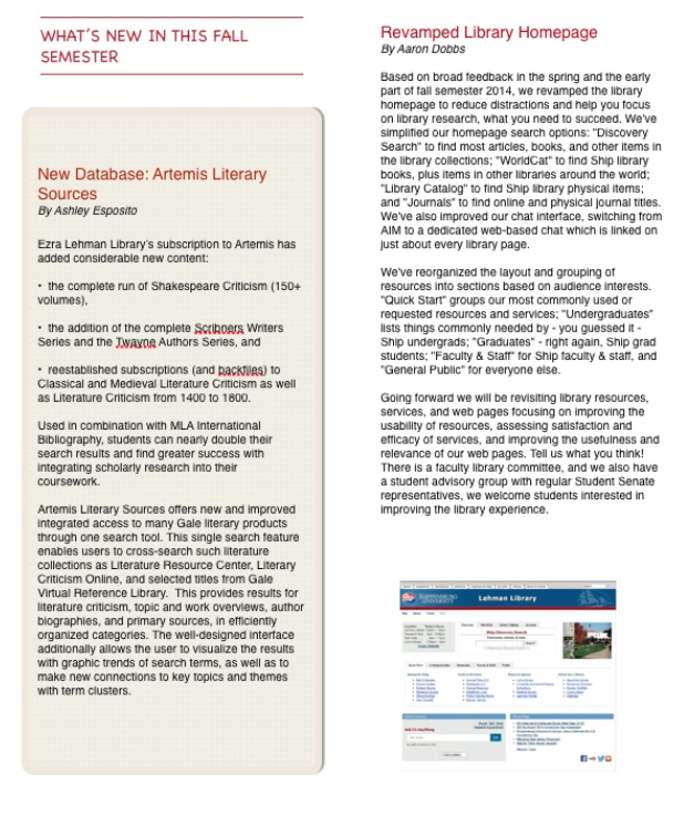 20142015 All Library at Shippensburg University