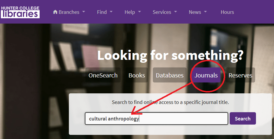 Find Articles *Anthropology [all sections] LibGuides at CUNY Hunter