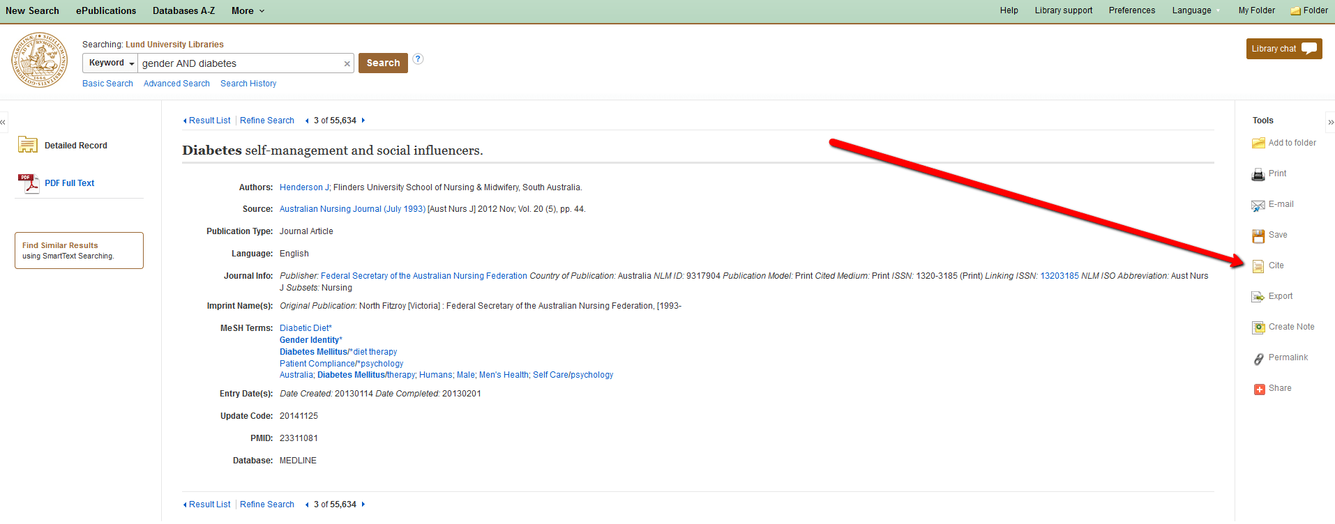 Hur skriver jag en referens till en artikel/bok jag hittat i LUBsearch