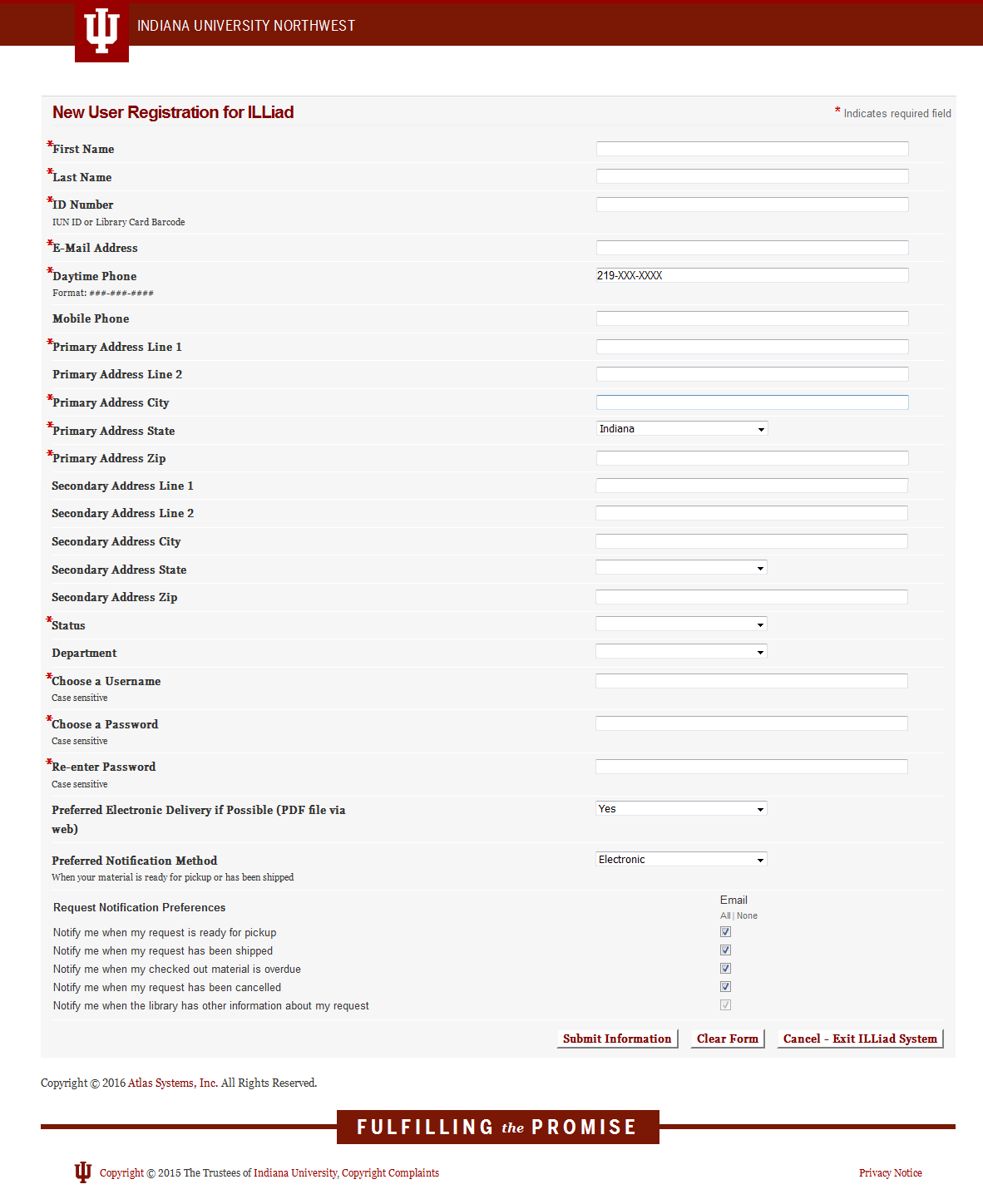 Guide ILLiad Registration Using ILLiad LibGuides at Indiana University Northwest