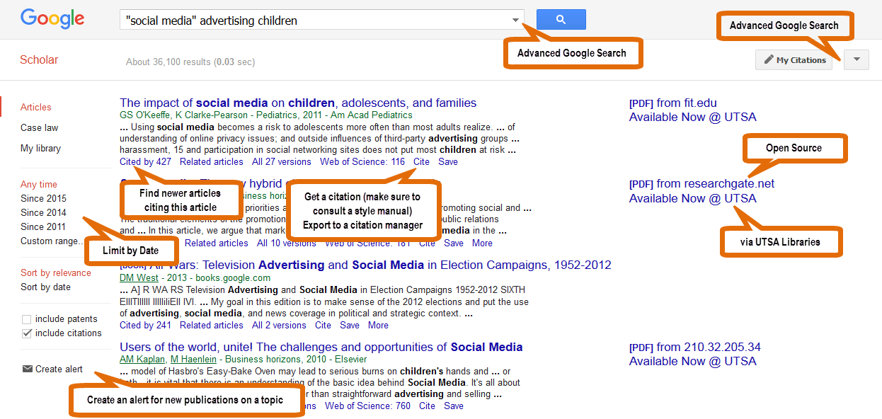 Google Scholar Advanced Google Search LibGuides at San Antonio College