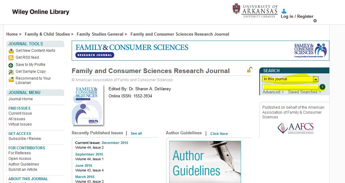 I need to find an article in the Journal of Family and Consumer