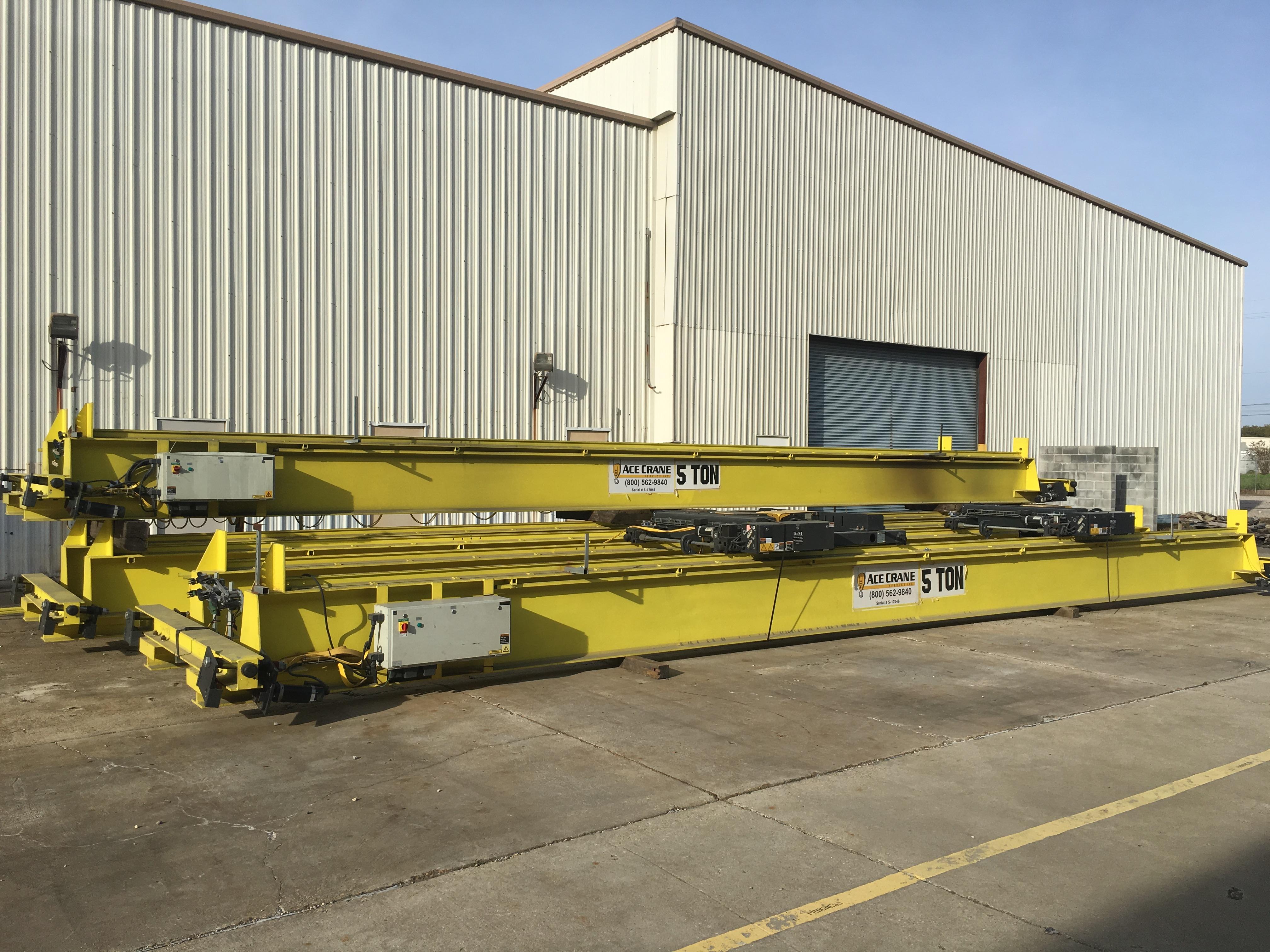 5 TON x 43′ ACE DOUBLE GIRDER UNDERHUNG BRIDGE CRANE WITH TOP RUNNING